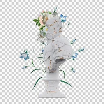 De Medici statues 3d render, collage with flower petals compositions for yo.. Stock Illustration