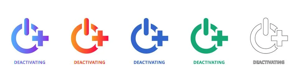 Deactivating System Status Icon Set Illustrazione stock