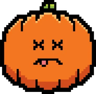 Dead 8-Bit Cartoon Pumpkin Stock Illustration