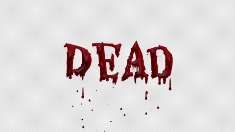 Dead animated text with dripping blood effect on a transparent background. Stock Footage 320111984