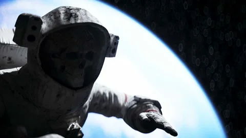 Dead astronaut in outer space. Cadaver. 3d rendering. Stock Footage 132661172