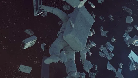 A dead astronaut in space Stock Footage 71035128