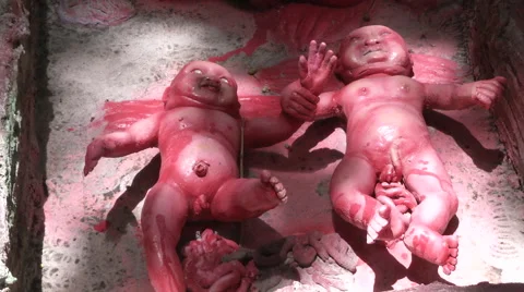 Dead Babies Statue at Hell Temple Stock Footage 65964202