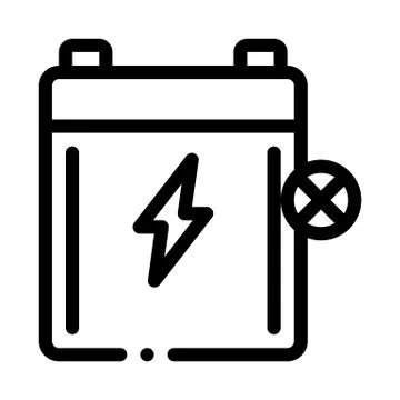 Dead Battery Icon Vector Outline Illustration Stock Illustration