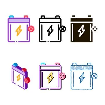 Dead battery stylized icon vector outline Illustrazione stock
