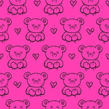 Dead bear seamless pattern wallpaper art.Vector graphic background illustration Stock Illustration