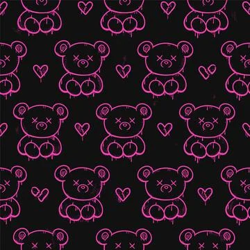 Dead bear seamless pattern wallpaper art.Vector graphic background illustration 스톡 일러스트