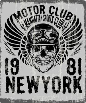 Dead biker tee graphic design Stock Illustration