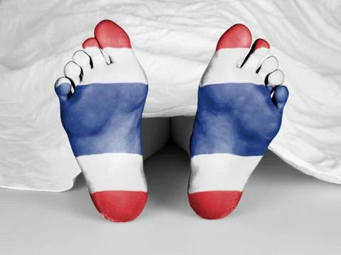 Dead body under a white sheet Stock Illustration