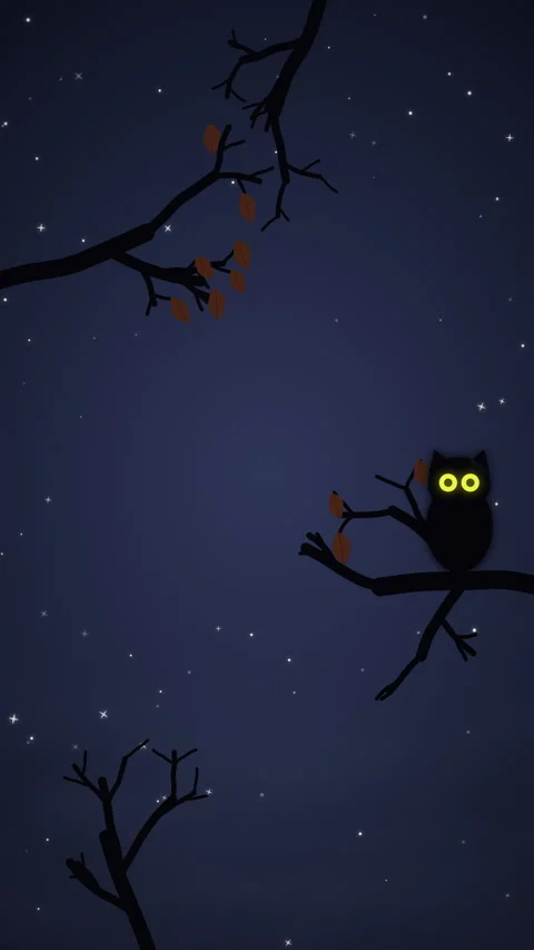 Dead Branches Frame Background with Owl for Halloween Titles Stock Footage 345643339