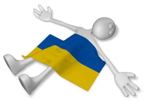 Dead cartoon guy and flag of the ukraine - 3d illustration Stock Illustration