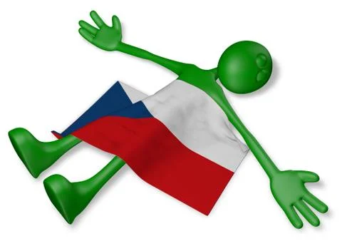 Dead cartoon guy and flag of the czech republic - 3d illustration Illustrazione stock