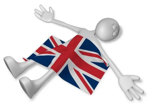 Dead cartoon guy and flag of great britain - 3d illustration Illustrazione stock