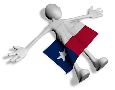 Dead cartoon guy and flag of texas - 3d illustration Stock Illustration