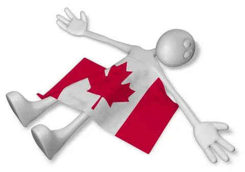 Dead cartoon guy and flag of canada - 3d rendering Stock Illustration