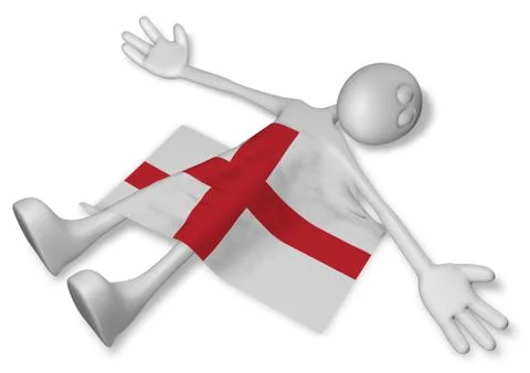 Dead cartoon guy and flag of england - 3d illustration Illustrazione stock