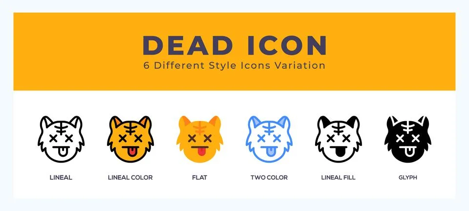 Dead cat icon set with different styles. Design elements for logo. Vector i.. 스톡 일러스트