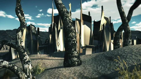 Dead city  to dead forest Stock Footage 717197