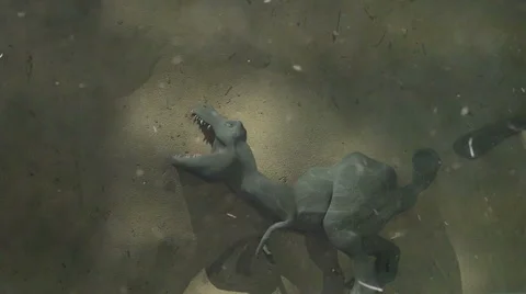 Dead dinosaur in sand dino extinction Stock Footage