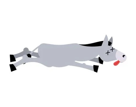 Dead donkey. Animal is dead. Corpse jackass isolated Stock Illustration