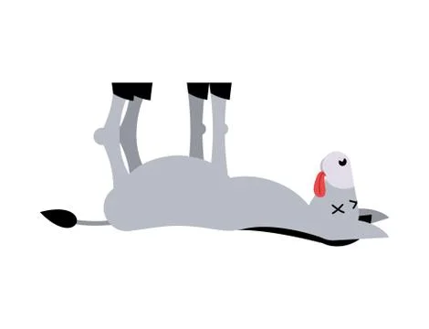 Dead donkey. Animal is dead. Corpse jackass isolated Stock Illustration
