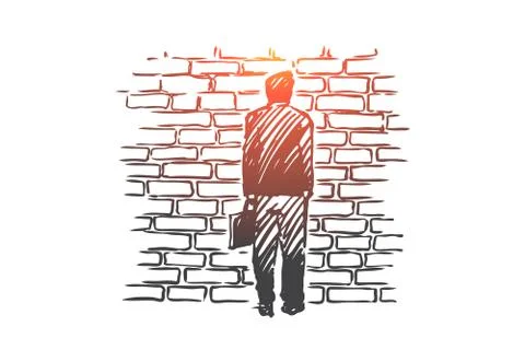 Dead-end, problem, impasse, ponder concept. Hand drawn isolated vector. イラスト素材