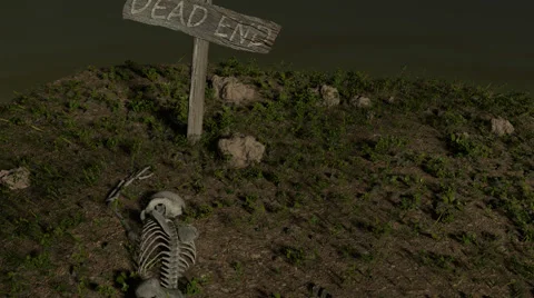 Dead End Sign with Skeleton Stock Footage 66692134
