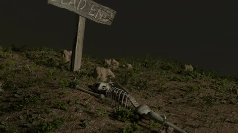 Dead End Sign with Skeleton Stock Footage 66719591