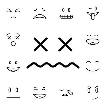 Dead, face flat vector icon in emotions pack Stock Illustration