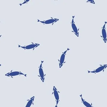 Dead fish floating belly up glyph seamless pattern Illustrazione stock