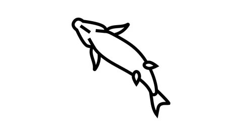 Dead fish floating belly up line icon animation Stock Footage 326121946