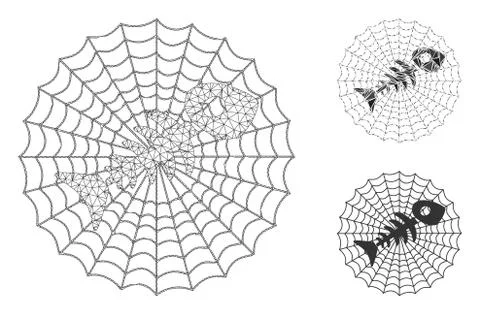 Dead Fish Net Vector Mesh 2D Model and Triangle Mosaic Icon イラスト素材