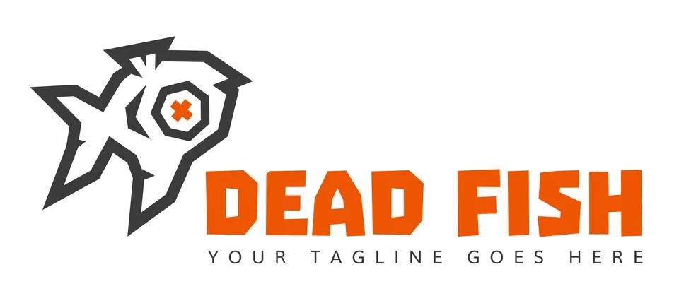 Dead Fish Studio low poly logo version 2. 2 Colors. Stock Illustration