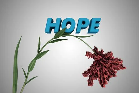 Dead flower demonstrating lost hope concept. 3D illustration Stock Illustration