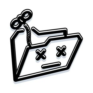 Dead folder icon concept with wind up key Stock Illustration