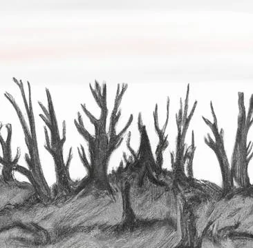 Dead forest scene Stock Illustration