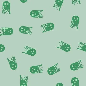 Dead ghost glyph vector seamless pattern Stock Illustration