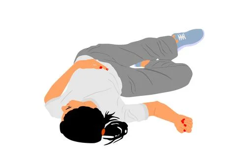 Dead girl lying on the ground vector illustration. Drunk girl unconscious イラスト素材