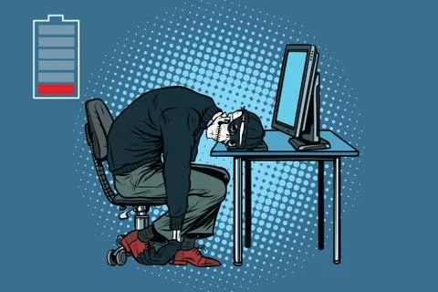 Dead hacker skeleton at the computer 스톡 일러스트