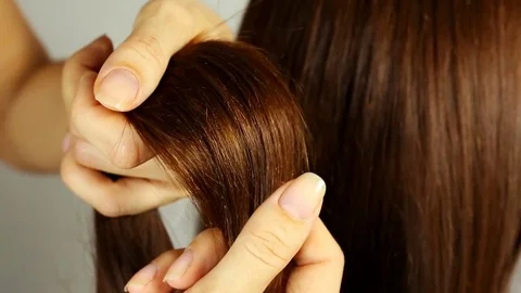 Dead hair Ends. Hairstyle and restoration. Stock Footage