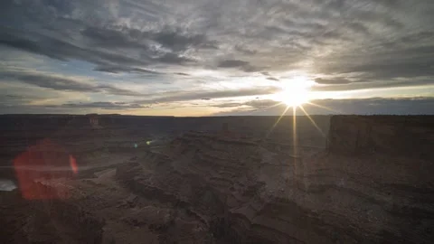 Dead Horse Point cloudy sunset in Moab Utah Stock Footage 136888883