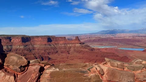 Dead Horse Point State Park Overlook Solar Potash Ponds 4K Stock Footage 332133655