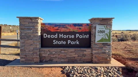 Dead Horse Point State Park Entrance Sign, Utah-USA Stock Footage 339039798