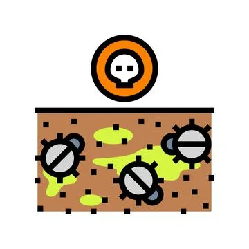 Dead insects on soil surface color icon vector illustration 스톡 일러스트