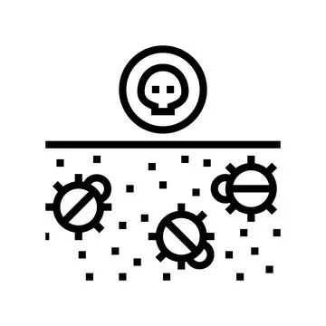 Dead insects on soil surface line icon vector illustration 스톡 일러스트