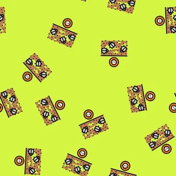 Dead insects on soil surface vector seamless pattern Stock Illustration