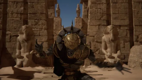 Dead kings wake up in a pharaonic temple and perform religious rituals Stock Footage 290788656