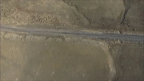 Dead Landscape over Train Tracks, Straight down 1080 Stock Footage 75334349