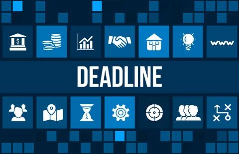 Dead line concept image with business icons and copyspace. Stock Illustration