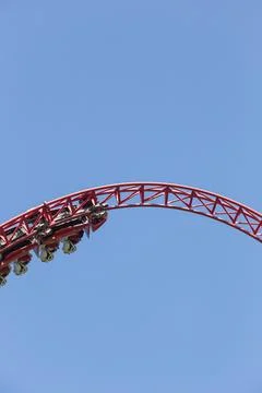 Dead loop on the roller coaster people upside down Stock Photos